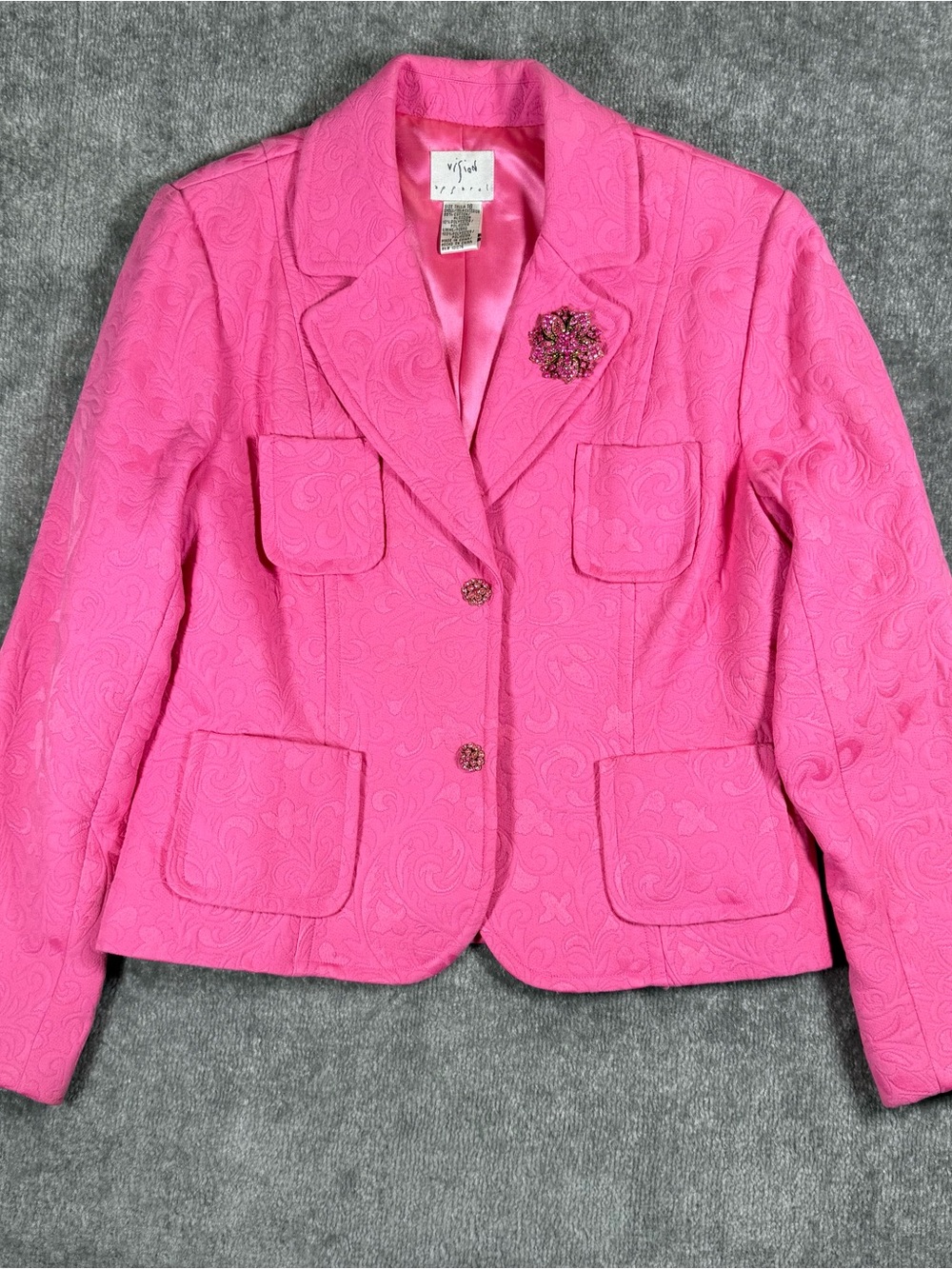 Viviana Pink Textured Notch-Lapel Blazer